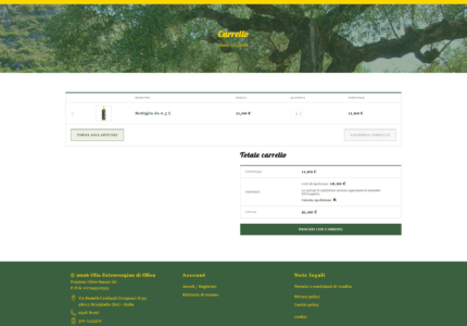 Pagina carrello di Frantoio Olive Ossani - Sito realizzato da Progetto Aroma