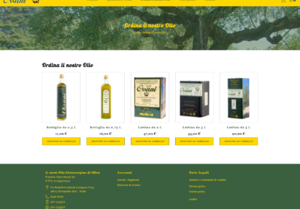 Pagina catalogo prodotti di Frantoio Olive Ossani - Sito realizzato da Progetto Aroma