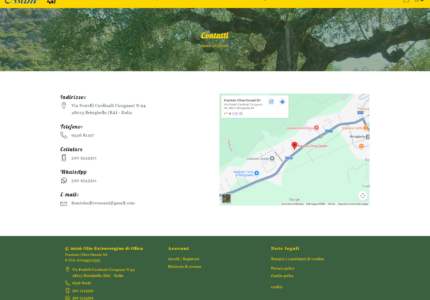 Pagina contatti di Frantoio Olive Ossani - Sito realizzato da Progetto Aroma