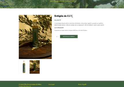 Pagina dettaglio prodotto di Frantoio Olive Ossani - Sito realizzato da Progetto Aroma